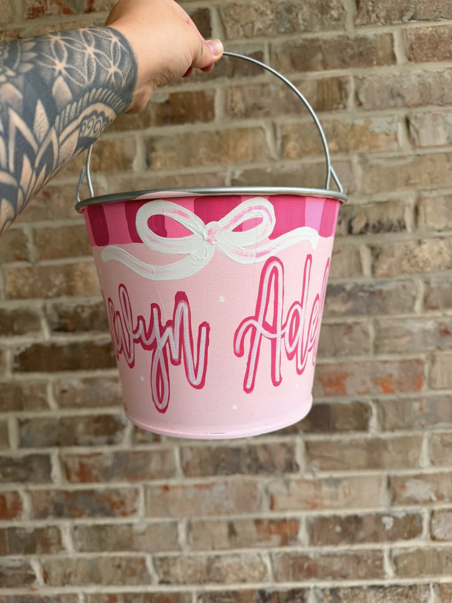 Custom Hand-Painted Metal Bucket
