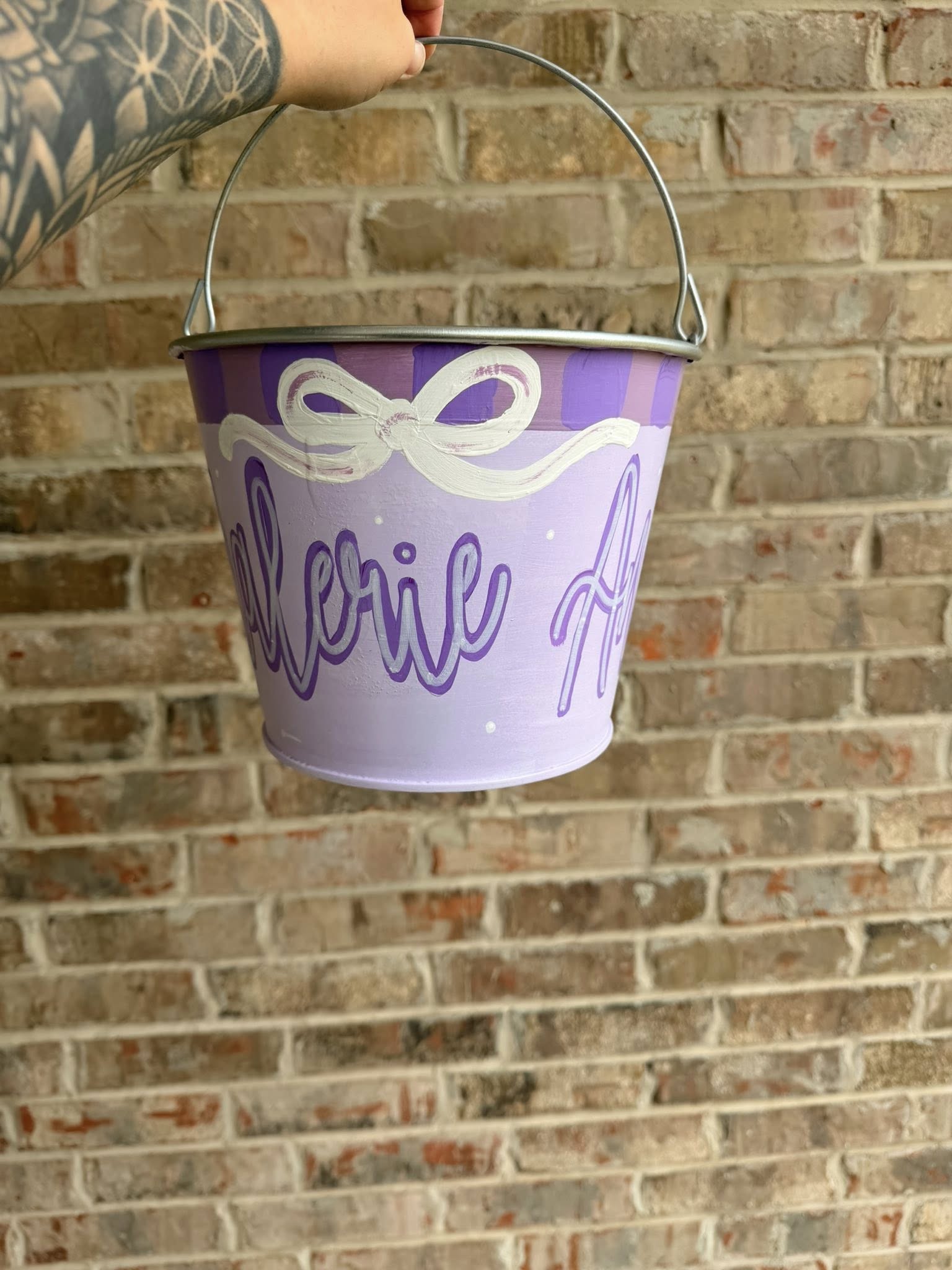 Custom Hand-Painted Metal Bucket
