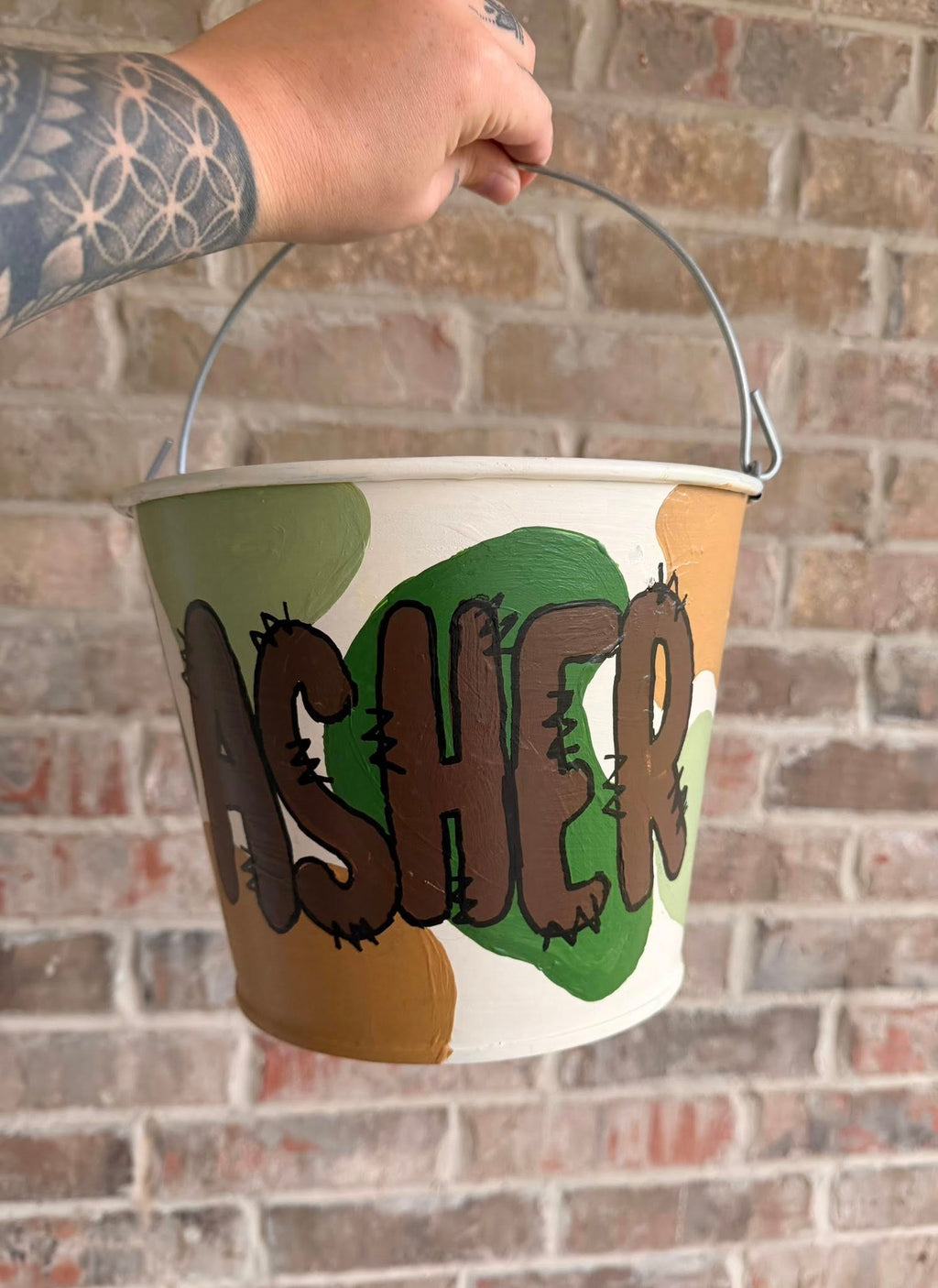 Custom Hand-Painted Metal Bucket