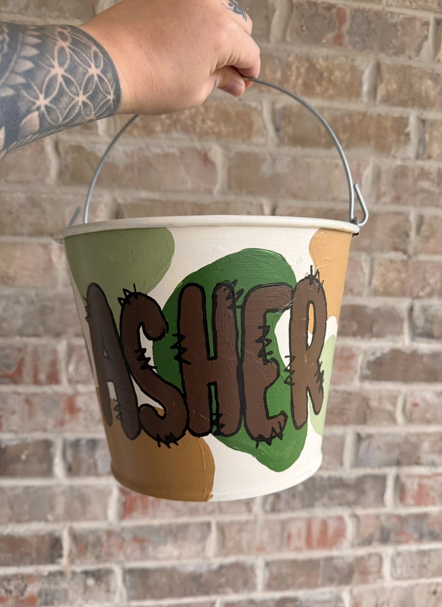 Custom Hand-Painted Metal Bucket