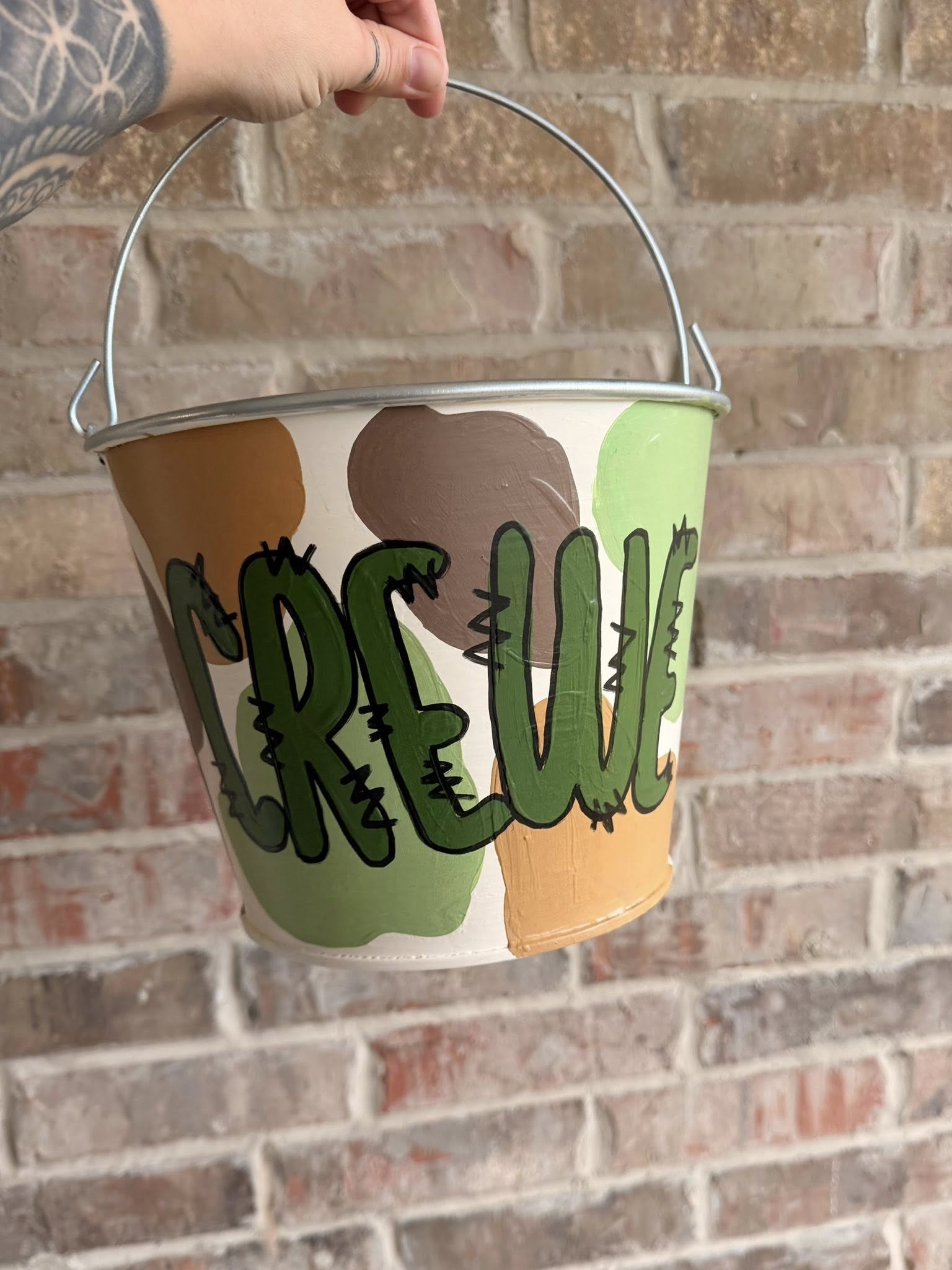 Custom Hand-Painted Metal Bucket