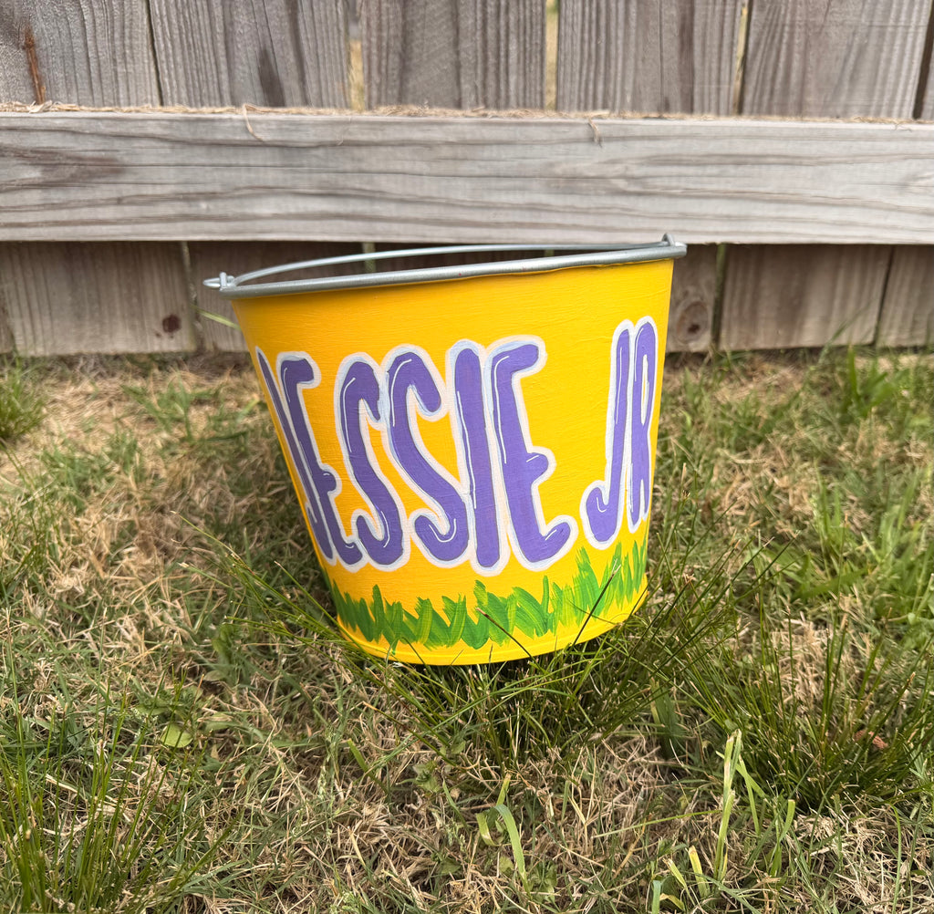 Custom Hand-Painted Metal Bucket